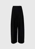 Black Pleat Front Wide Leg Trousers - Size 8 Image 5