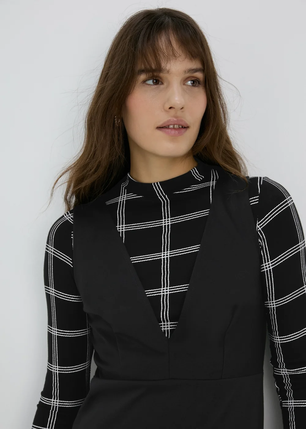 Black Mono Pinafore Dress - 8 Image 3