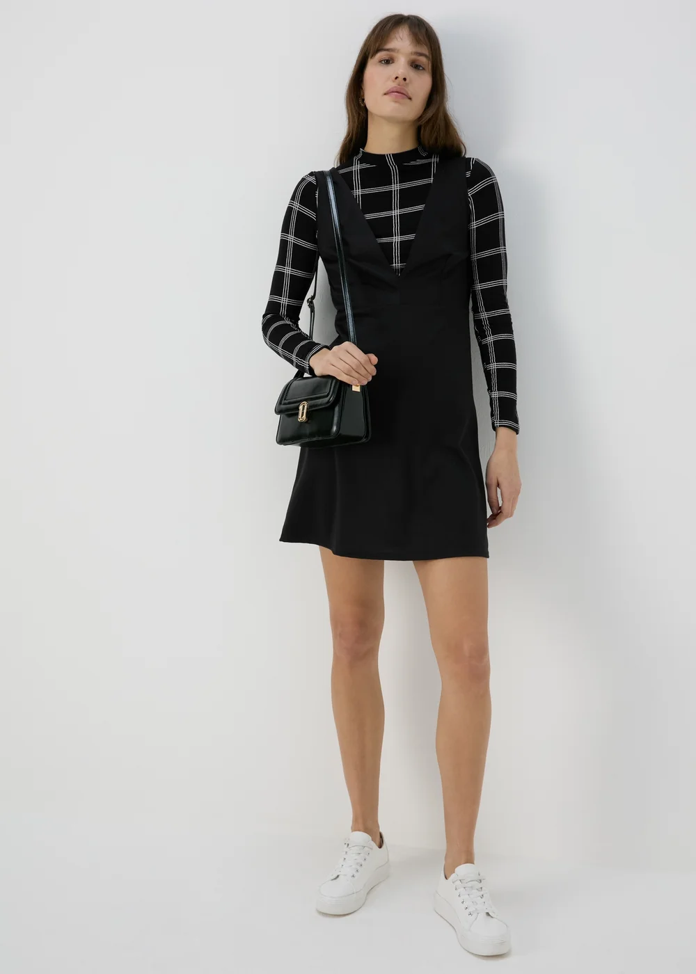 Black Mono Pinafore Dress - 8 Image 4