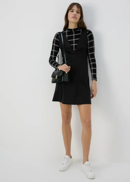 Black Mono Pinafore Dress - 8 Image 4