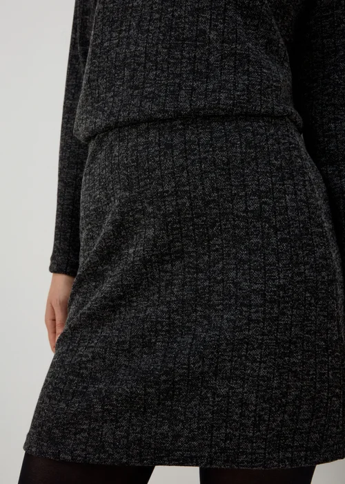 Black Ribbed Mini Skirt - 8 Image 3