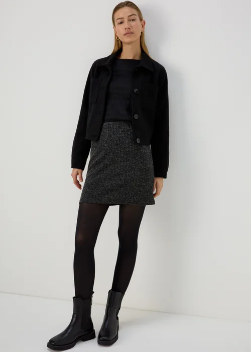 Black Ribbed Mini Skirt - 8 Image 4
