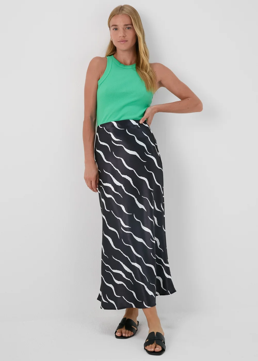 Printed Satin Midi Skirt - 8 Image 1