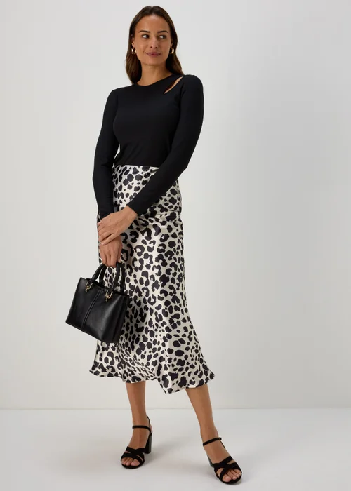Printed Satin Midi Skirt - 8 Image 1