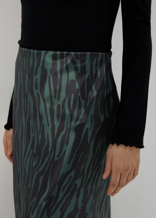 Khaki Satin Midi Skirt - 8 Image 3