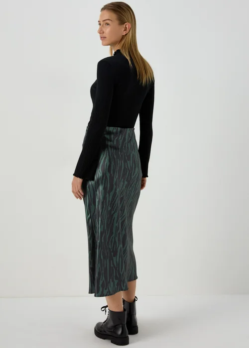 Khaki Satin Midi Skirt - 8 Image 2