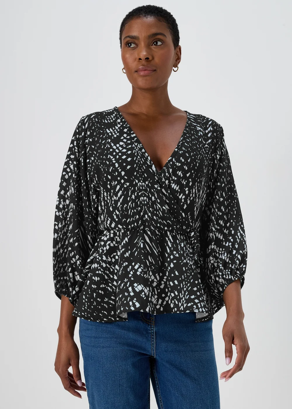Black Draped Wrap Top - 8 Image 1