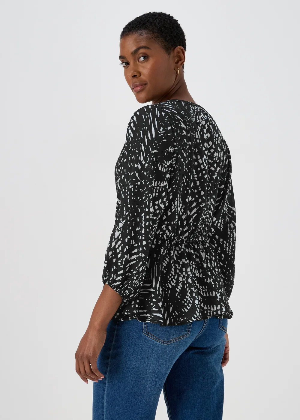 Black Draped Wrap Top - 8 Image 2