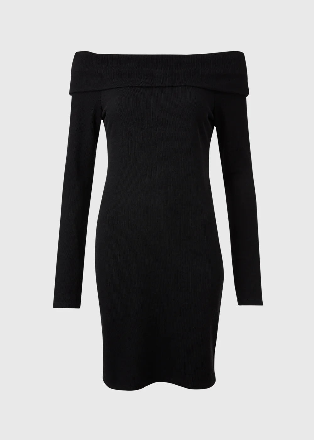 Black Bardot Ribbed Mini Dress - 8 Image 5