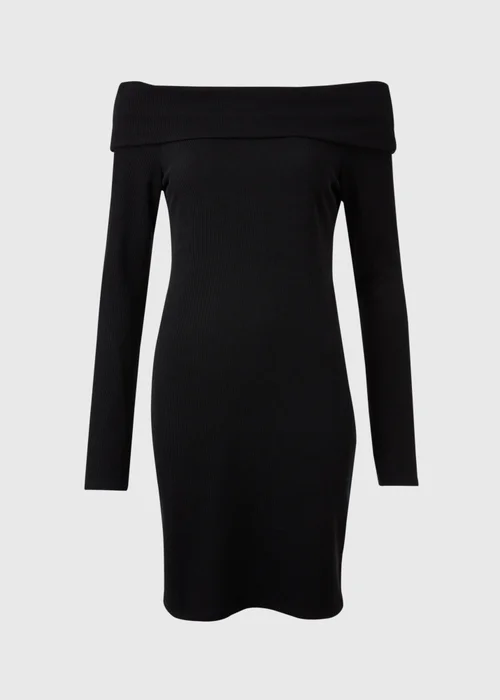 Black Bardot Ribbed Mini Dress - 8 Image 5