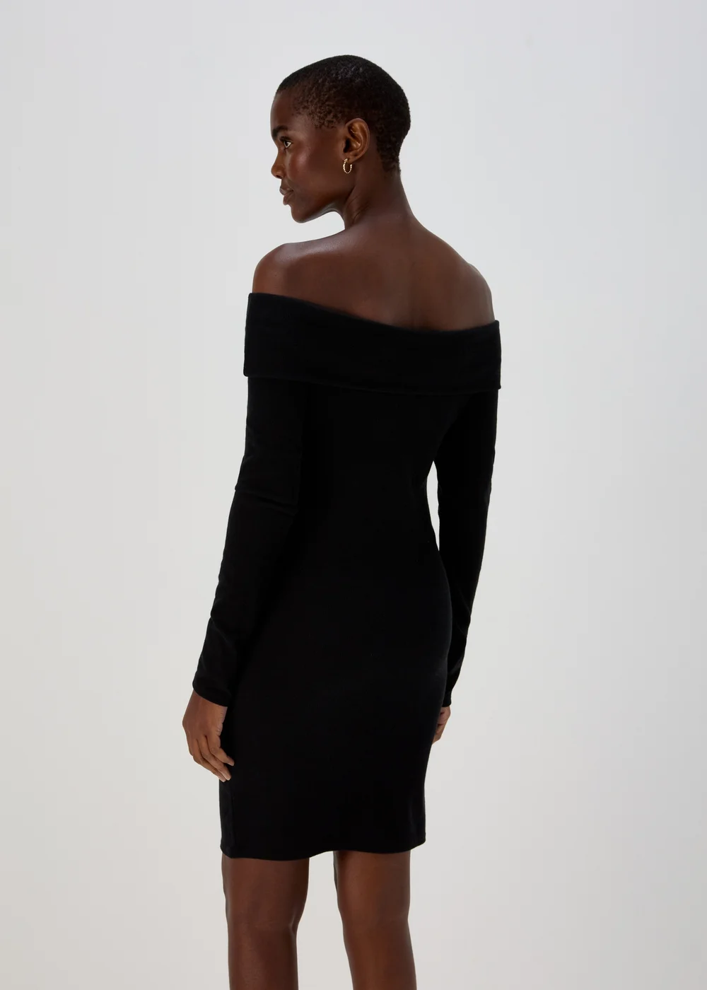 Black Bardot Ribbed Mini Dress - 8 Image 2