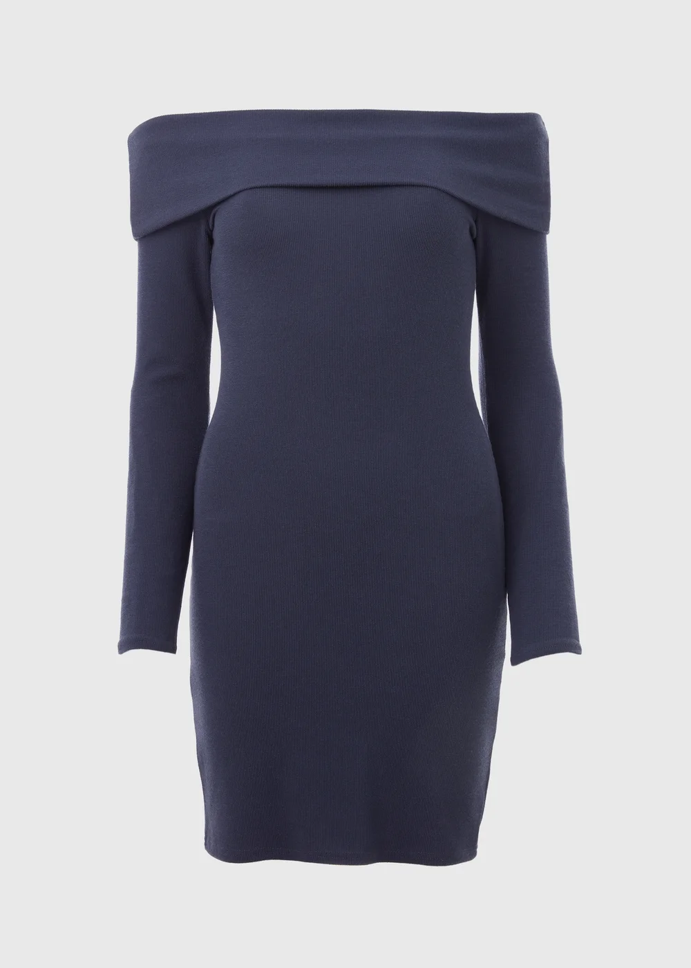 Grey Rib Bardot Mini Dress - 8 Image 5