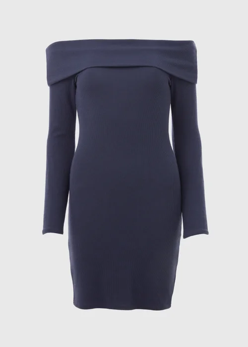 Grey Rib Bardot Mini Dress - 8 Image 5