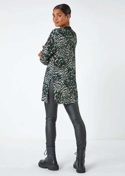 Roman Black Abstract Stretch Jersey Tunic Top - Size 8 Image 3