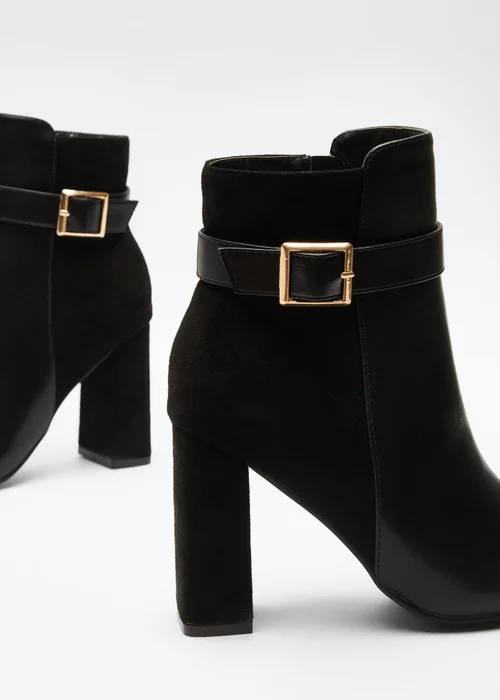 Quiz Black Faux Leather Heeled Ankle Boots - 3 Image 5