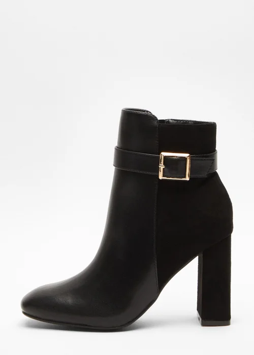 Quiz Black Faux Leather Heeled Ankle Boots - 3 Image 4