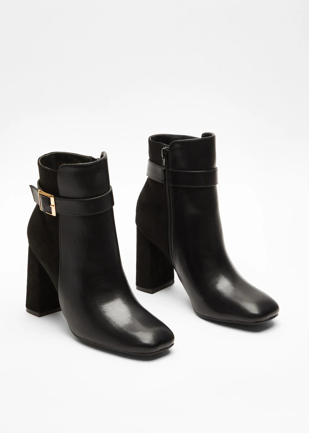 Quiz Black Faux Leather Heeled Ankle Boots - 3 Image 3