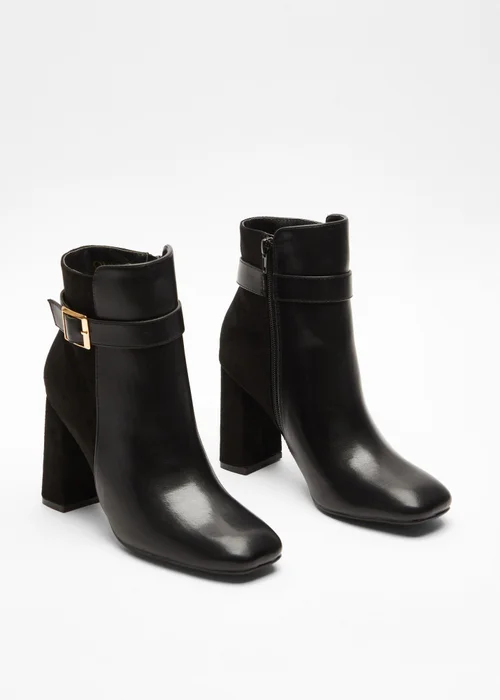 Quiz Black Faux Leather Heeled Ankle Boots - 3 Image 3