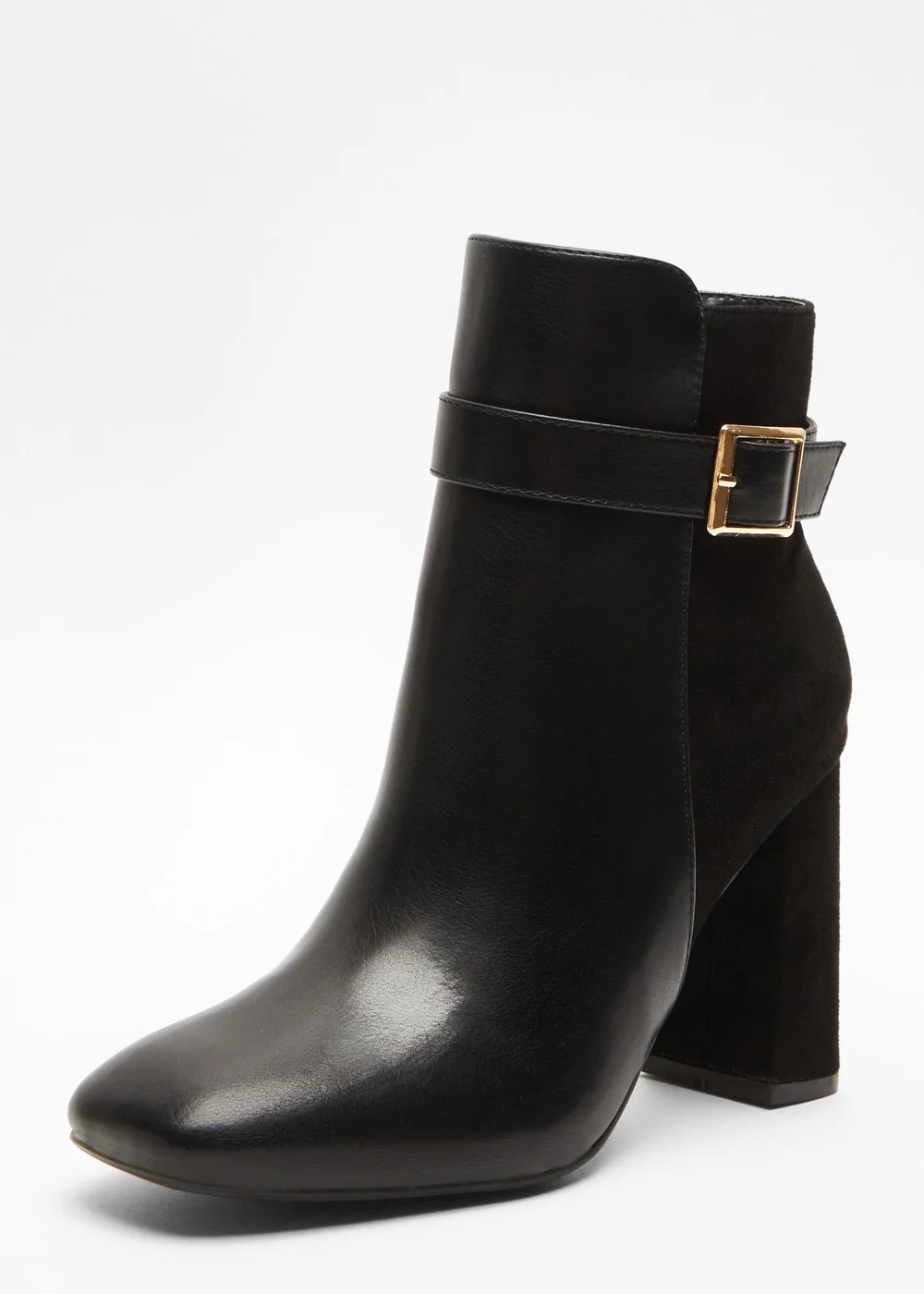 Quiz Black Faux Leather Heeled Ankle Boots - 3 Image 2