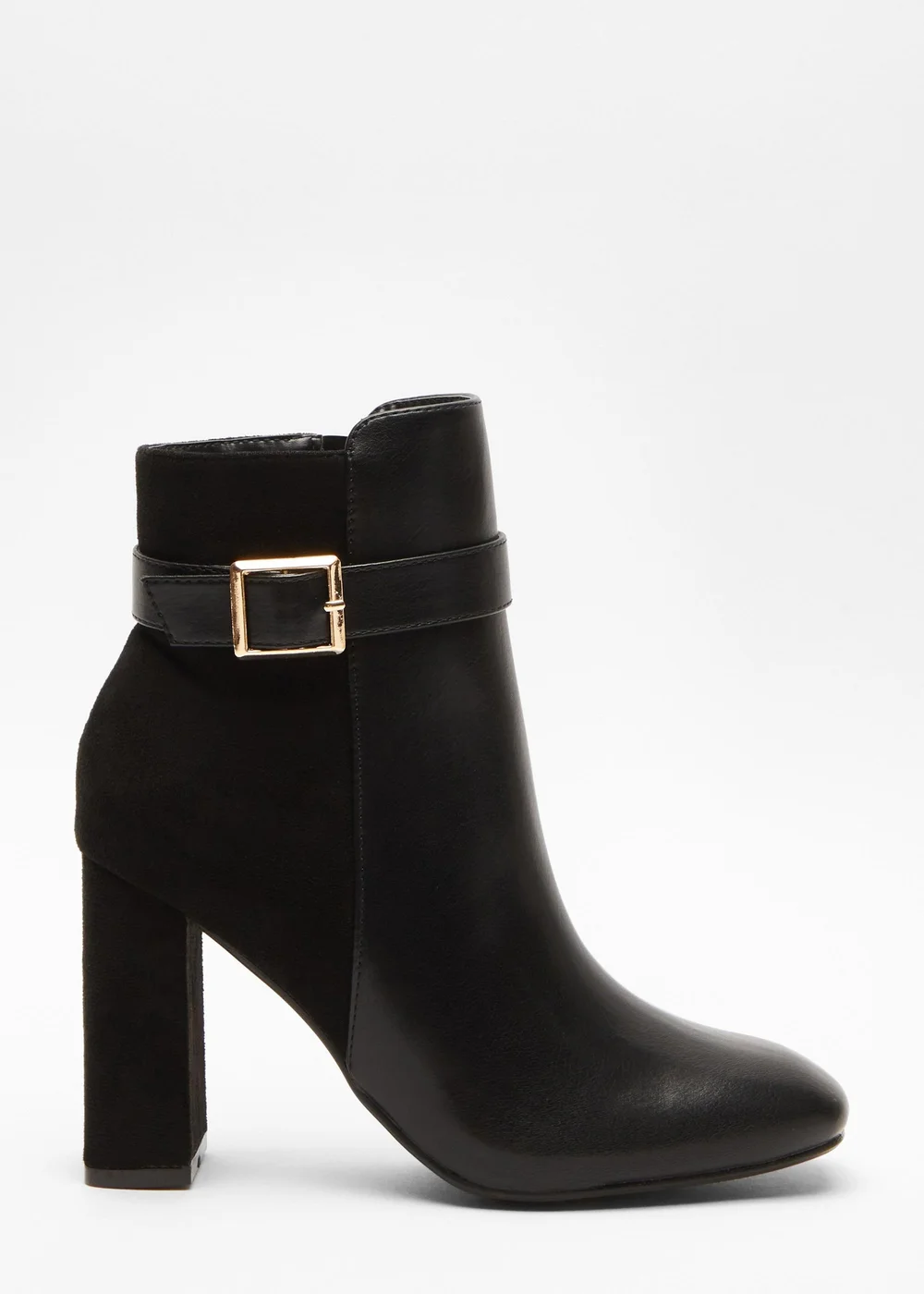 Quiz Black Faux Leather Heeled Ankle Boots - 3 Image 1