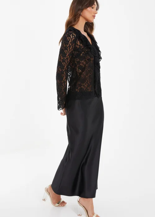 Quiz Black Lace Tie Front Top - 6 Image 3
