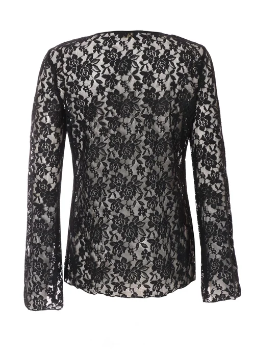 Quiz Black Lace Tie Front Top - 6 Image 5
