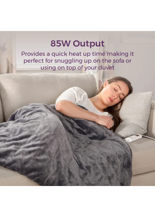 Carmen Fleece Luxury Electric Heated Throw and Over Blanket Grey - No Size Image 3