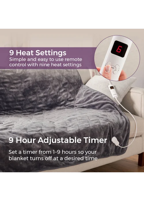 Carmen Fleece Luxury Electric Heated Throw and Over Blanket Grey - No Size Image 5