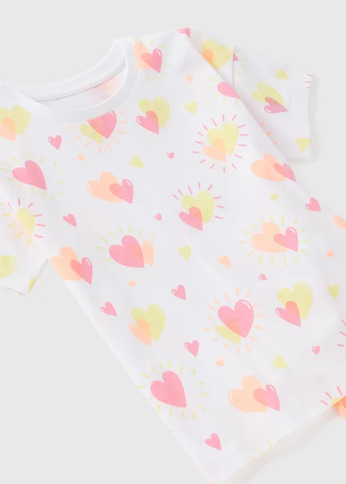 Girls Coral Heart T-Shirt & Shorts Set (1-7yrs) - 1-1.5 Yrs Image 2