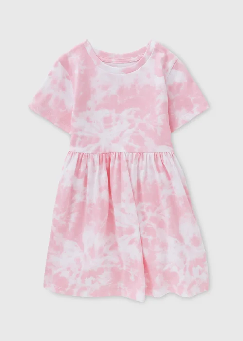 Girls Pink Tie Dye Dress (1-7yrs) - 1-1.5 Yrs Image 1