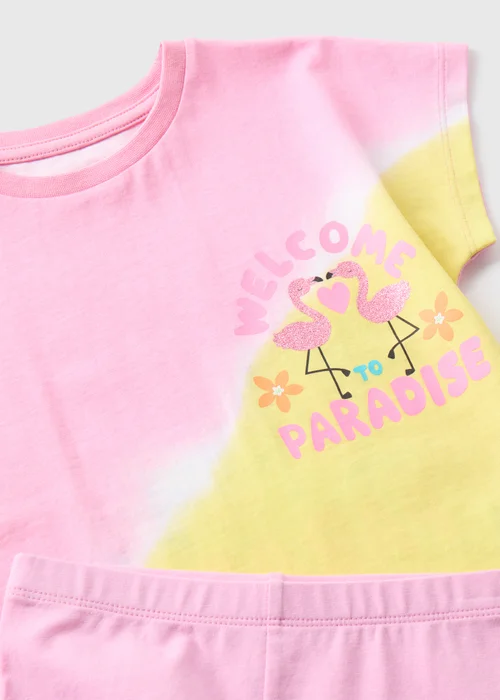 Girls Pink Paradise Tie Dye T-Shirt & Cycle Shorts Set (1-7yrs) - 2-3 Yrs Image 2