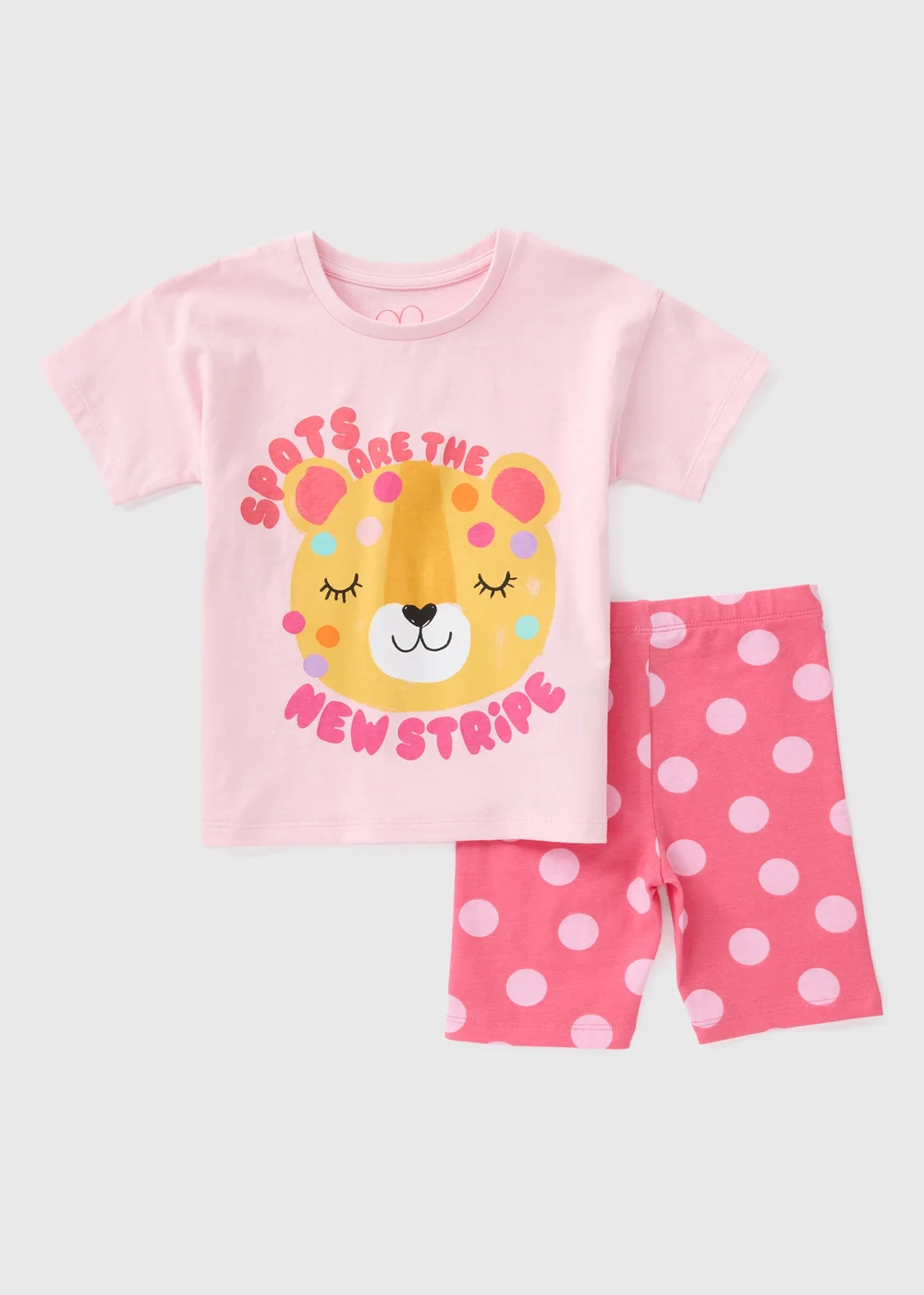 Girls Light Pink Leopard Cycling Shorts Set (1-7yrs) - 1-1.5 Yrs Image 1