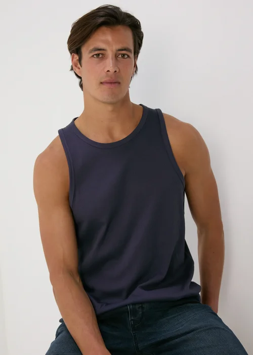 Navy Ribbed Vest - S Image 1
