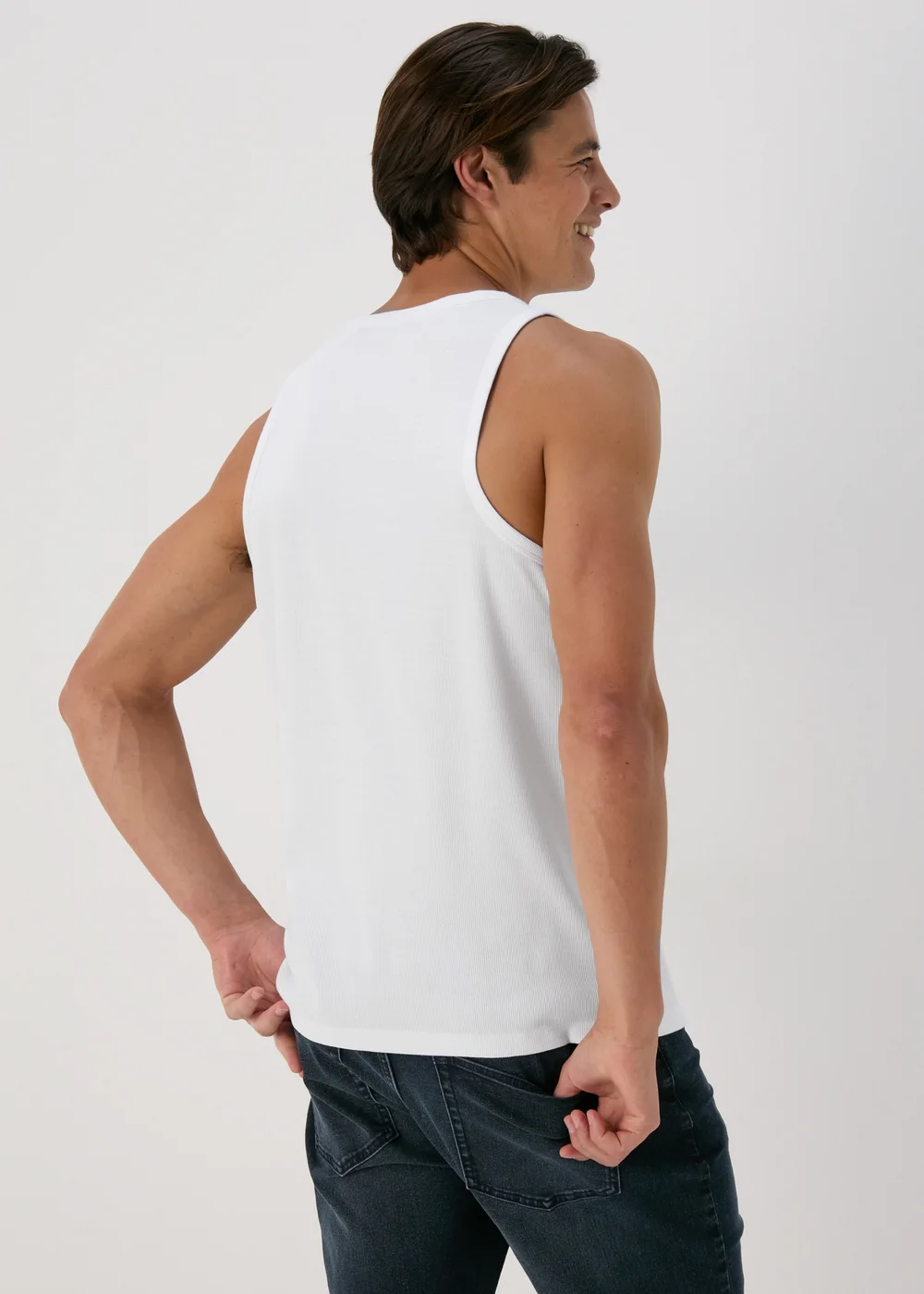 White Ribbed Vest - S Image 2