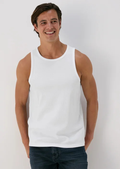 White Ribbed Vest - S Image 1