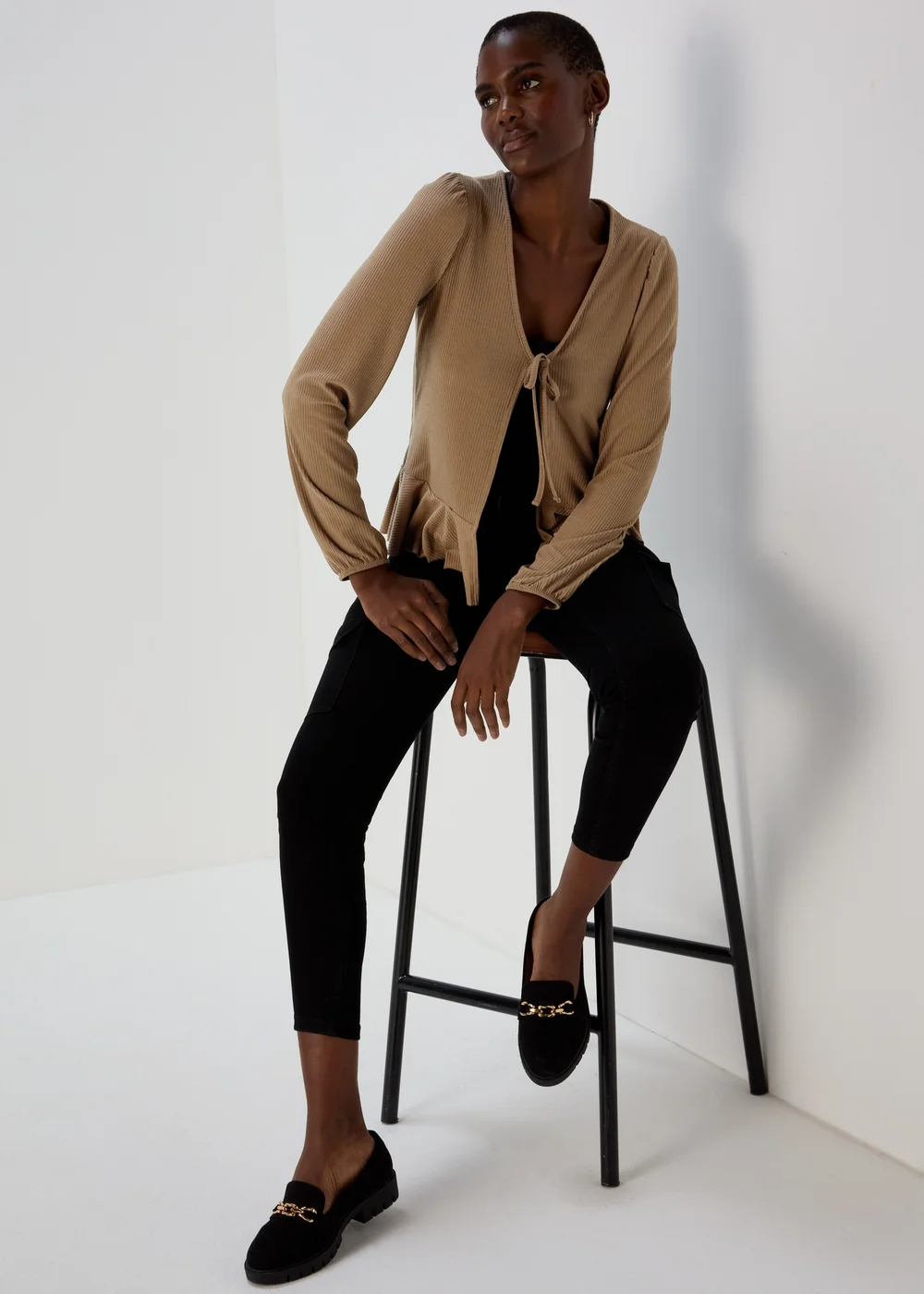 Brown Tie Front Cardigan - 8 Image 4