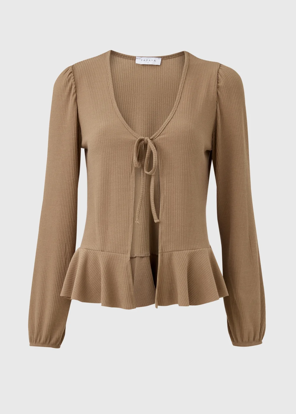 Brown Tie Front Cardigan - 8 Image 1