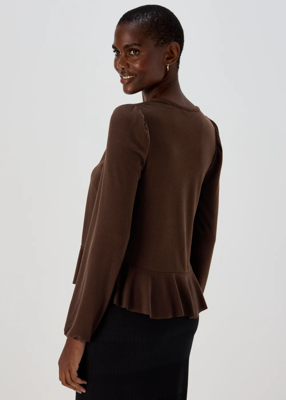 Chocolate Tie Neck Cardigan - 8 Image 2