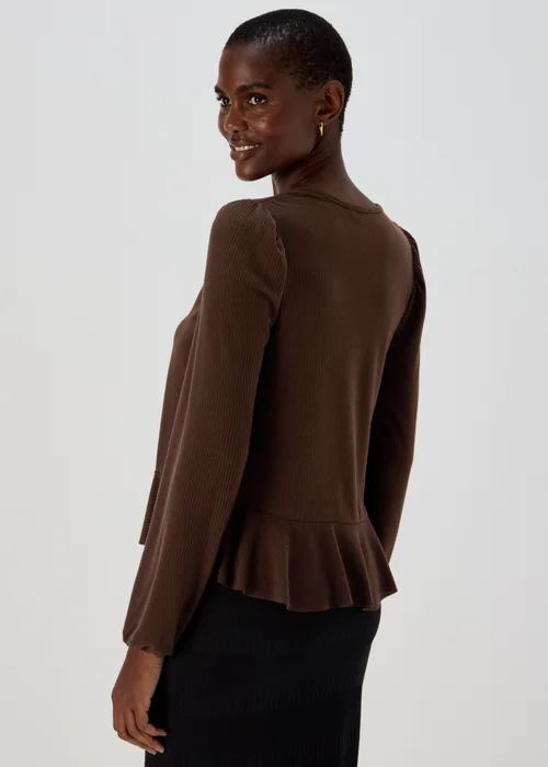 Chocolate Tie Neck Cardigan - 8 Image 2