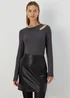 Grey Ribbed Cut Out Top - 8 Image 1