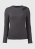Grey Ribbed Cut Out Top - 8 Image 5