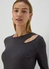 Grey Ribbed Cut Out Top - 8 Image 3