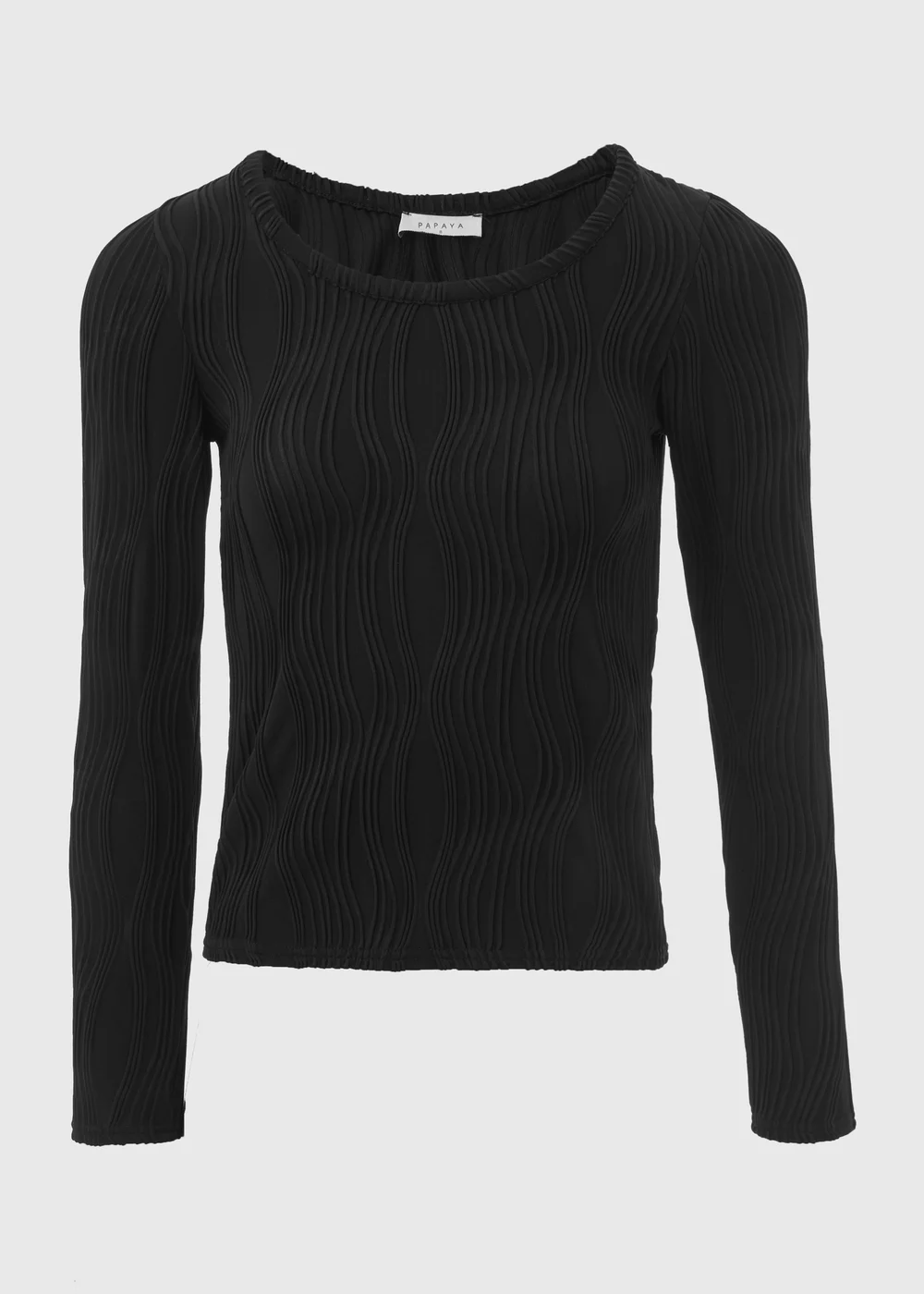 Black Textured Scoop Neck Top - Size 8 Image 5