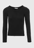 Black Textured Scoop Neck Top - Size 8 Image 5