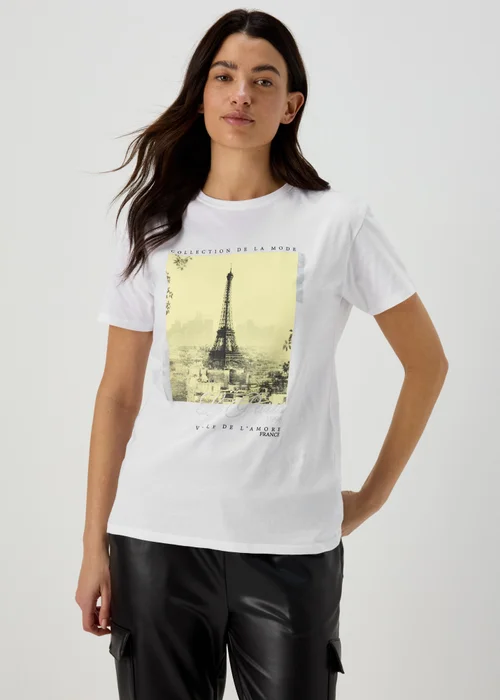 White Paris Foil T Shirt - Size 8 Image 1