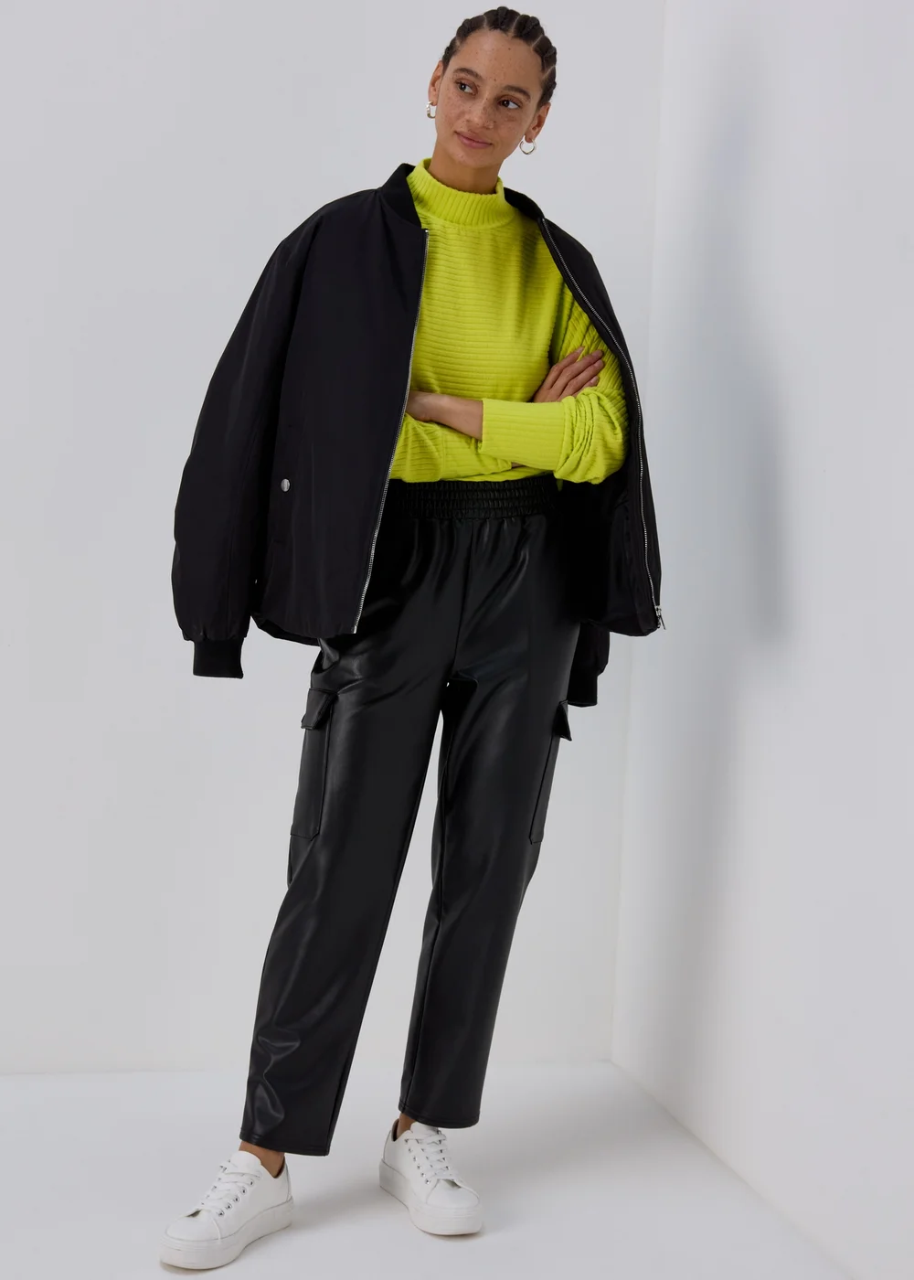 Lime Rib High Neck Top - Small Image 4