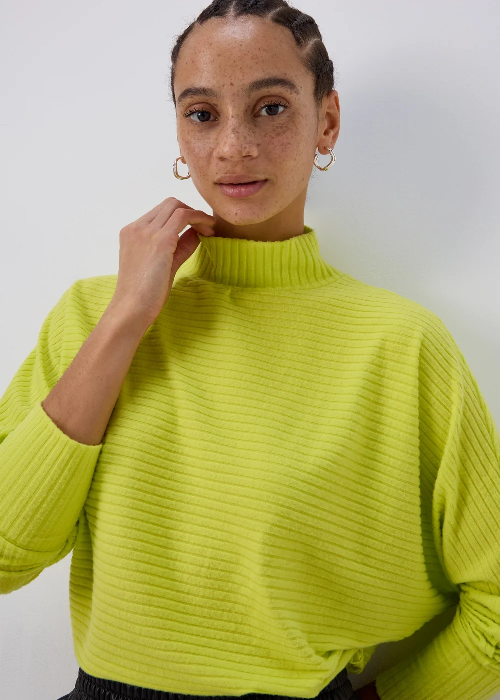 Lime Rib High Neck Top - Small Image 3