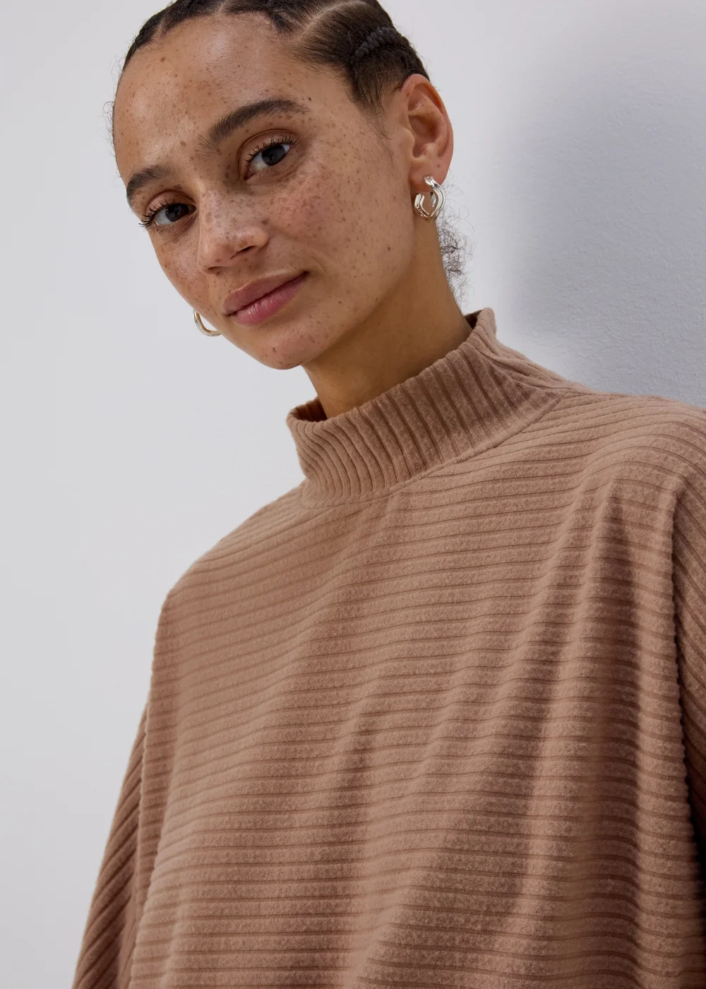 Natural Rib High Neck Top - S Image 3