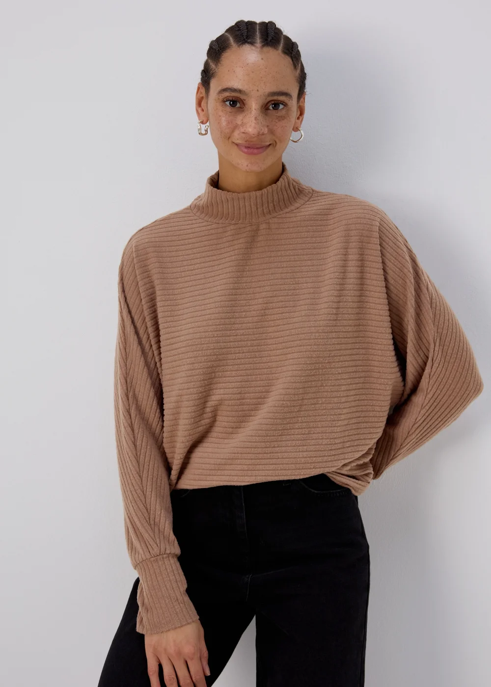 Natural Rib High Neck Top - S Image 1