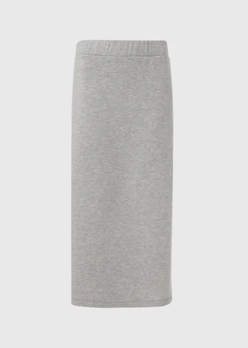 Grey Sweat Midi Skirt With Back Slit - 8 Image 5